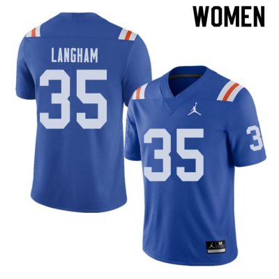 Women's Florida Gators #35 Malik Langham NCAA Jordan Brand Royal Throwback Alternate Authentic Stitched College Football Jersey YIT8362KE